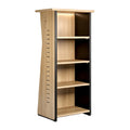 Moderne houten boekenkast met zwarte accenten