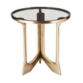 Eettafel met glazen blad en gouden onderstel