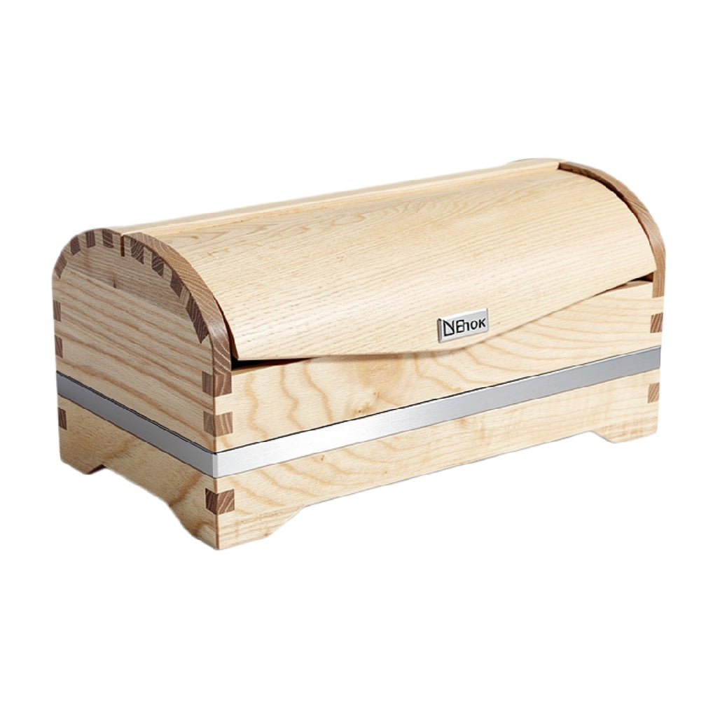 Houten Broodtrommel met Stalen Lid